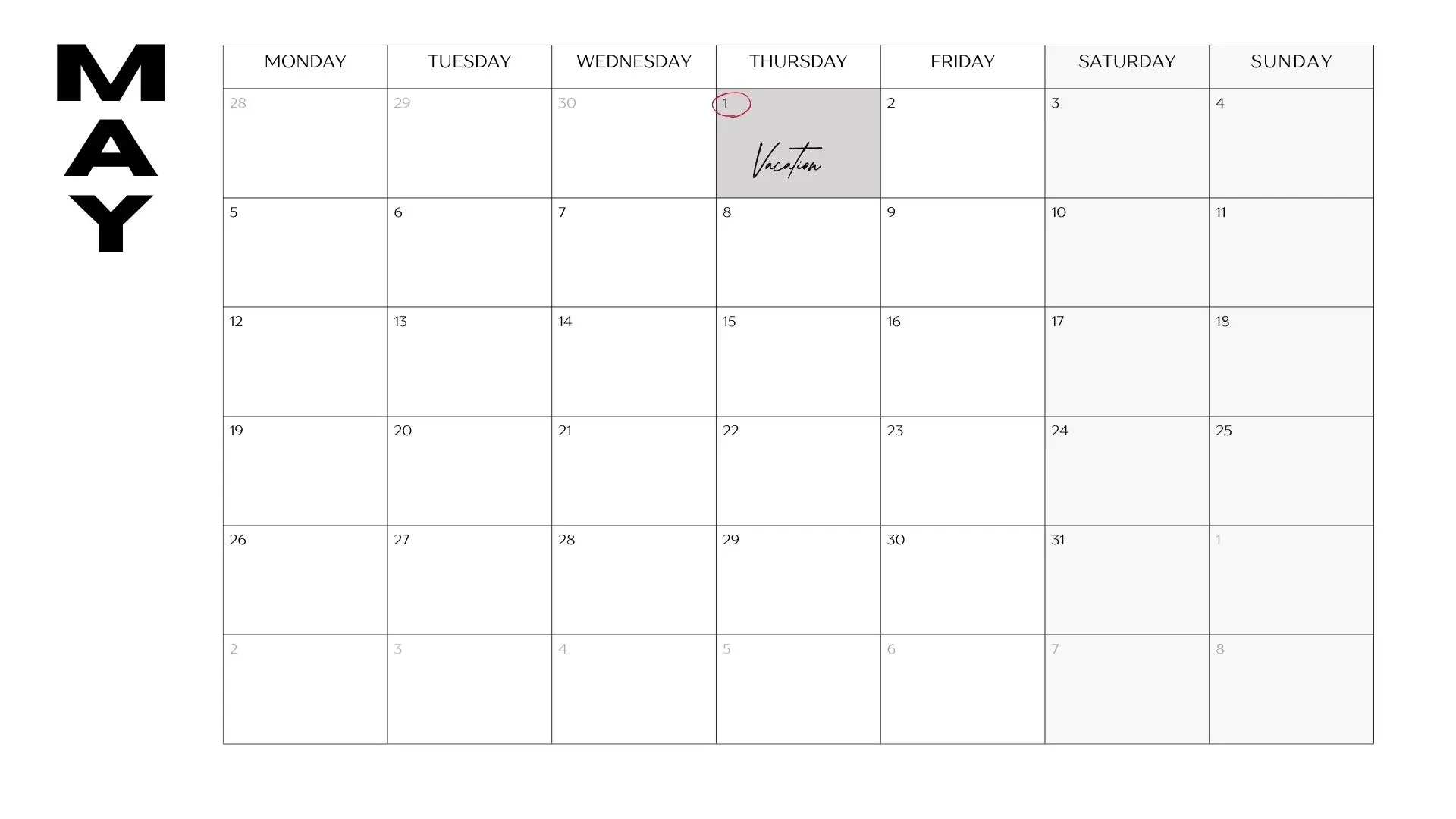 May 2025 Calendar PDF